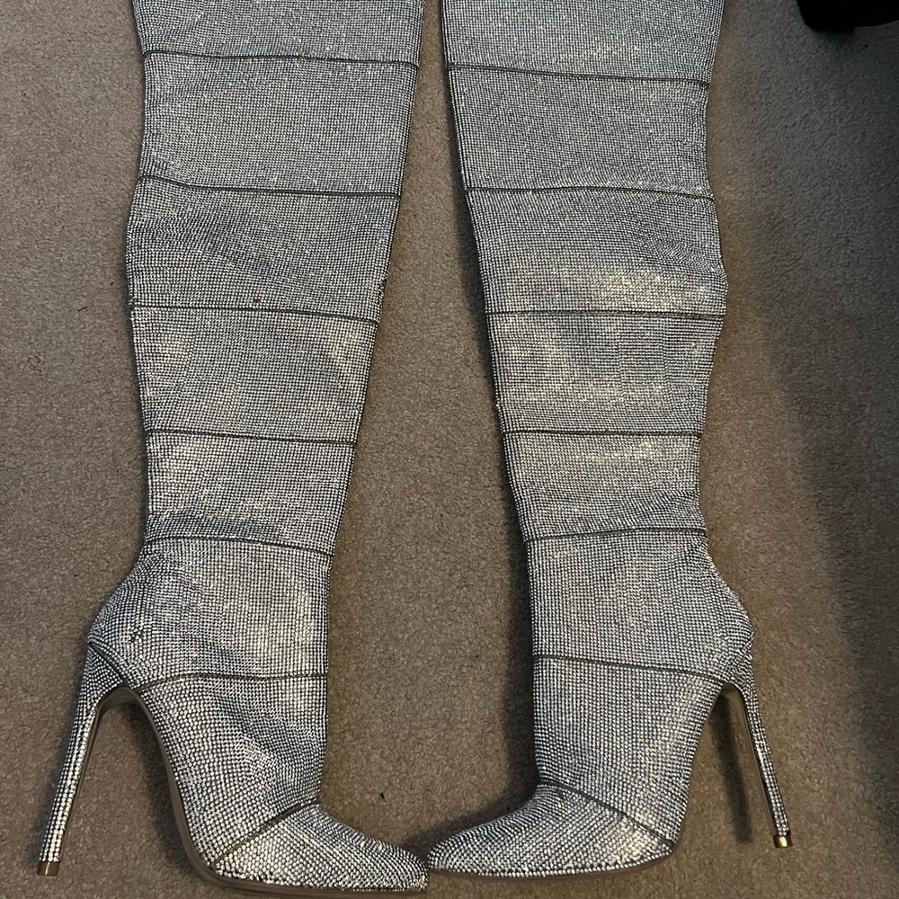 Full rhinestone thigh high boots!